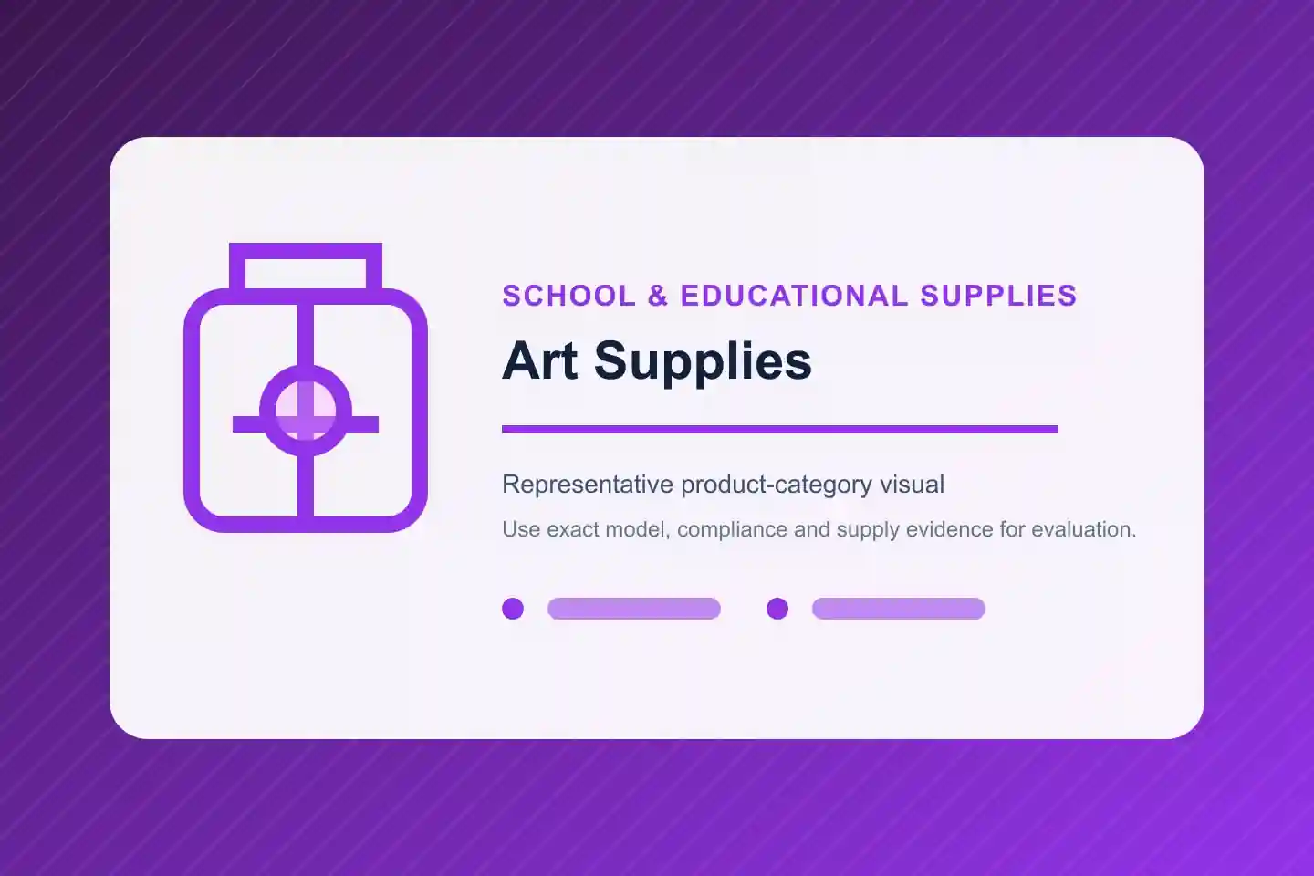 Categoria de produto ilustrativa Materiais de Arte
