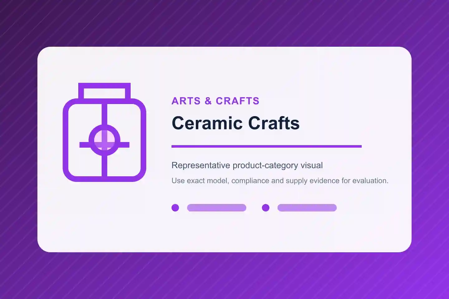 Categoria de produto ilustrativa Artesanato em Cerâmica