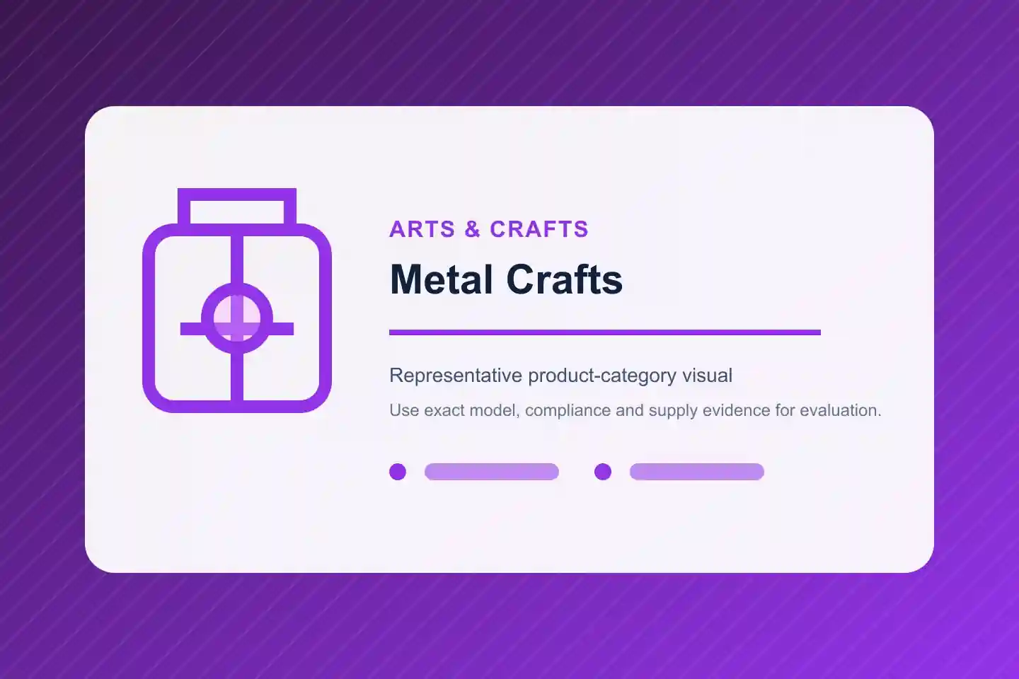 Categoria de produto ilustrativa Artesanato em Metal